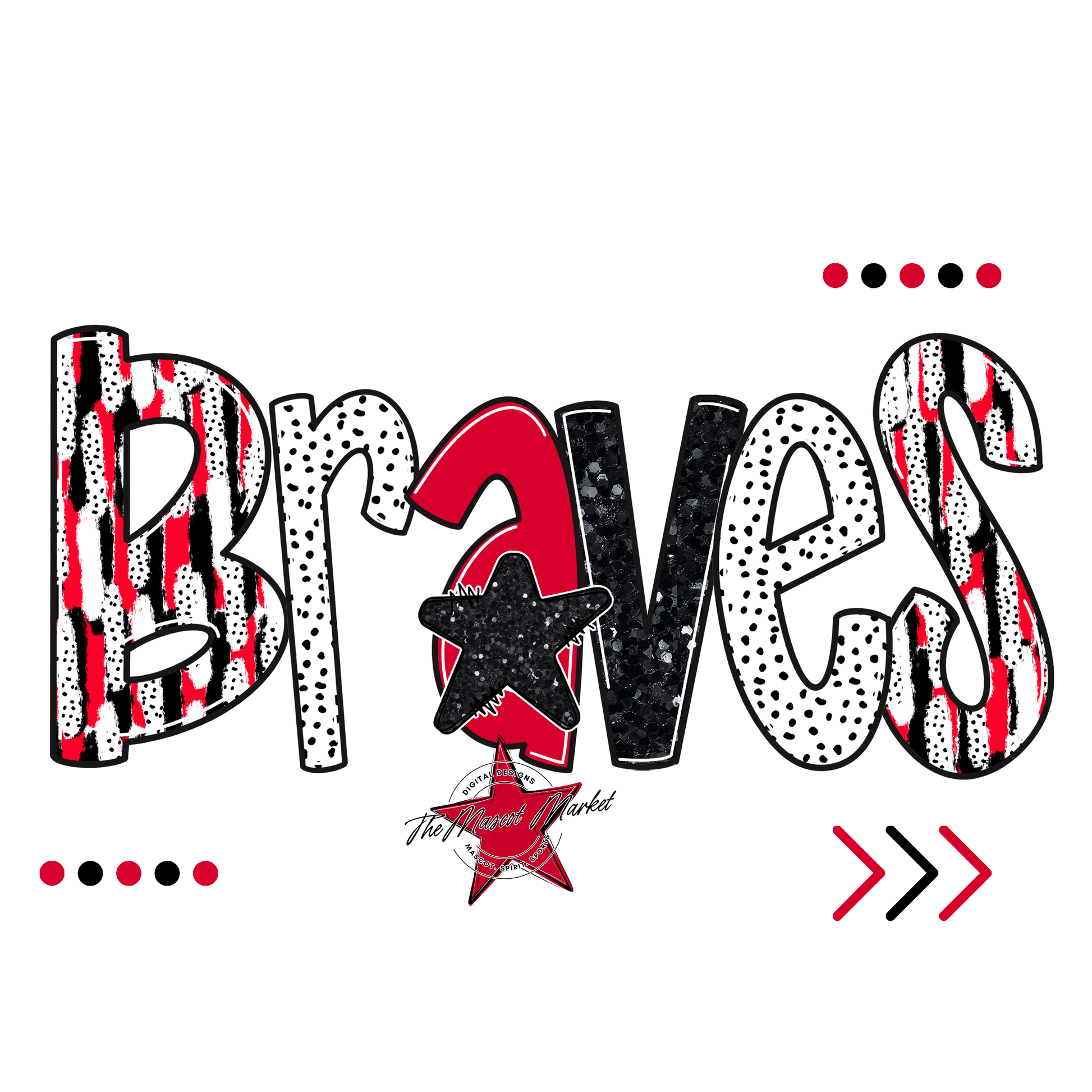 Braves Brushstroke Alpha w Arrows-Red