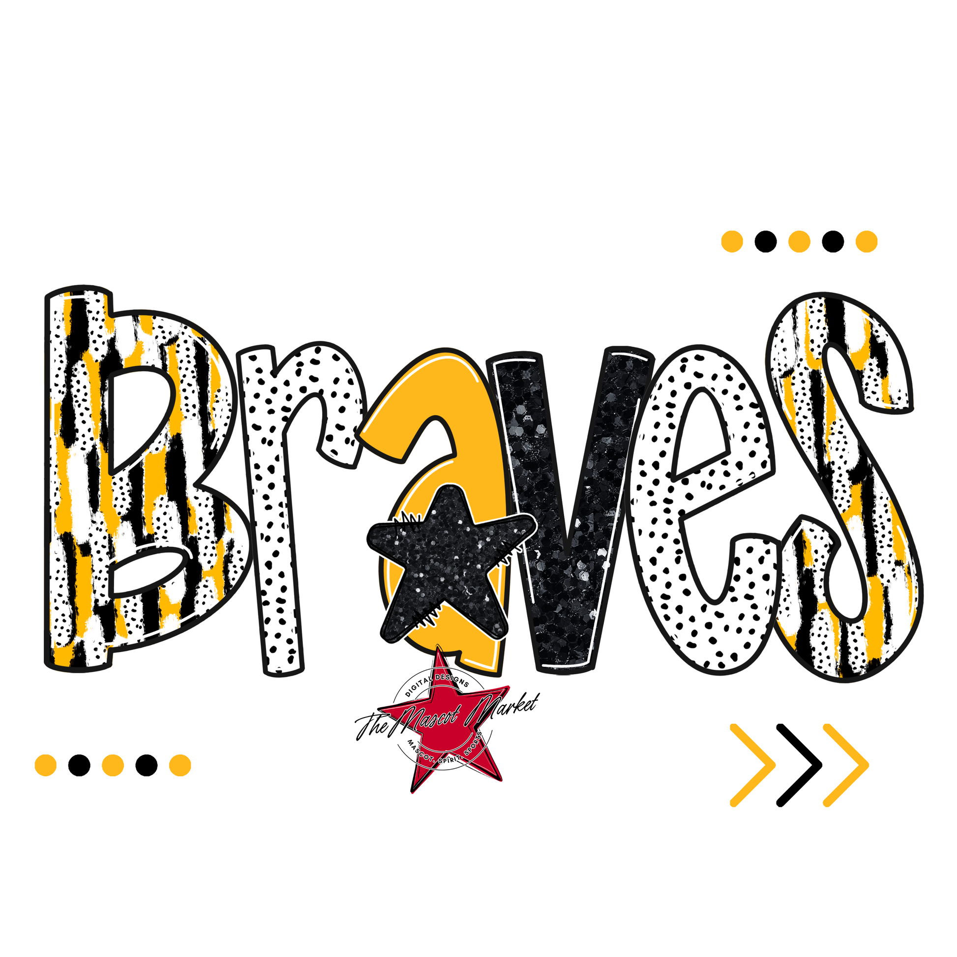 Braves Brushstroke Alpha w Arrows-Yellow