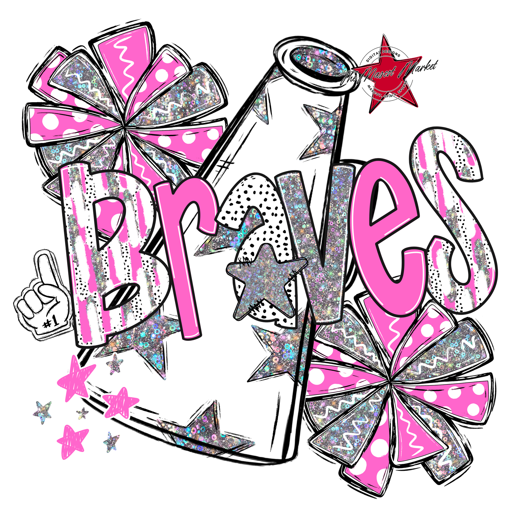 Braves Cheer Megaphone Scrape-Baby Pink