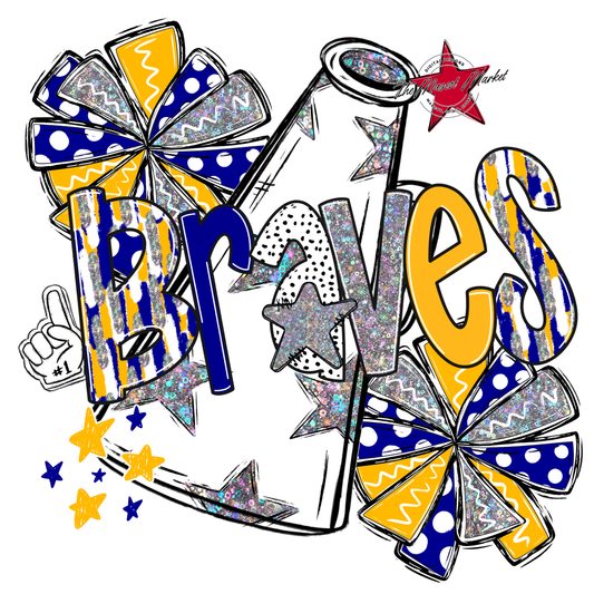 Braves Cheer Megaphone Scrape-Blue-Yellow