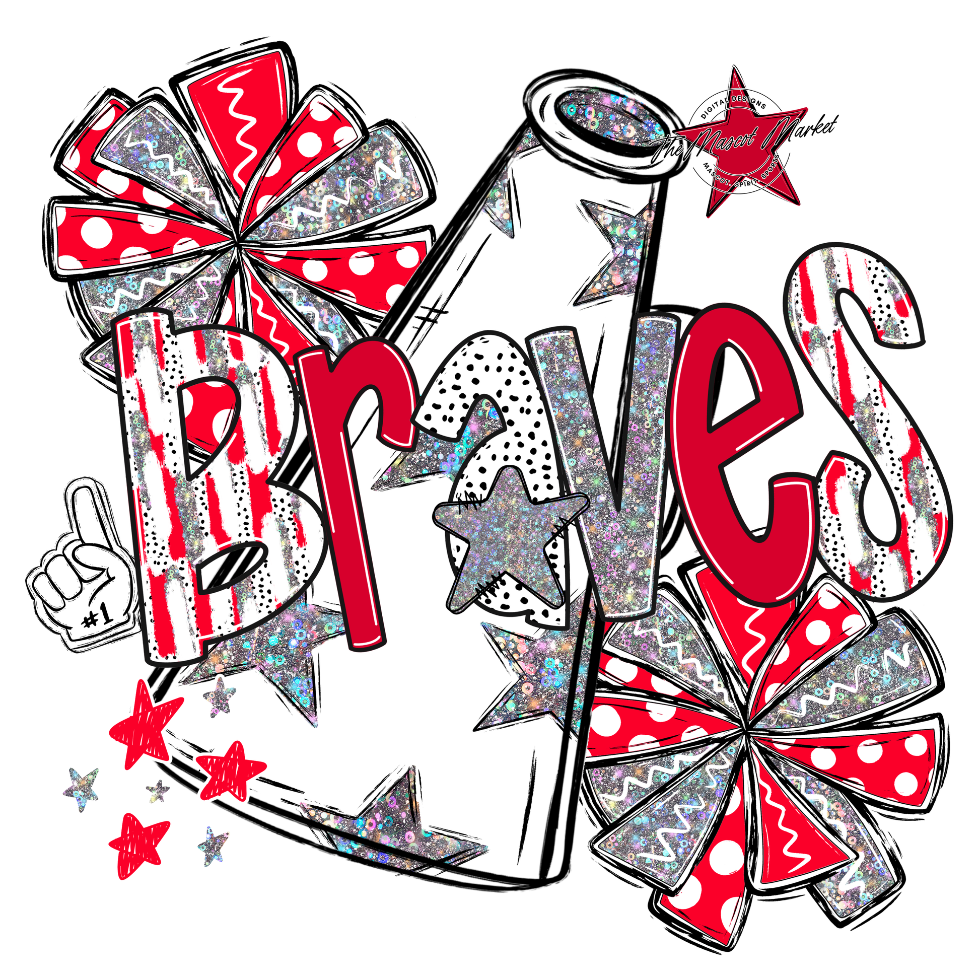 Braves Cheer Megaphone Scrape-Red