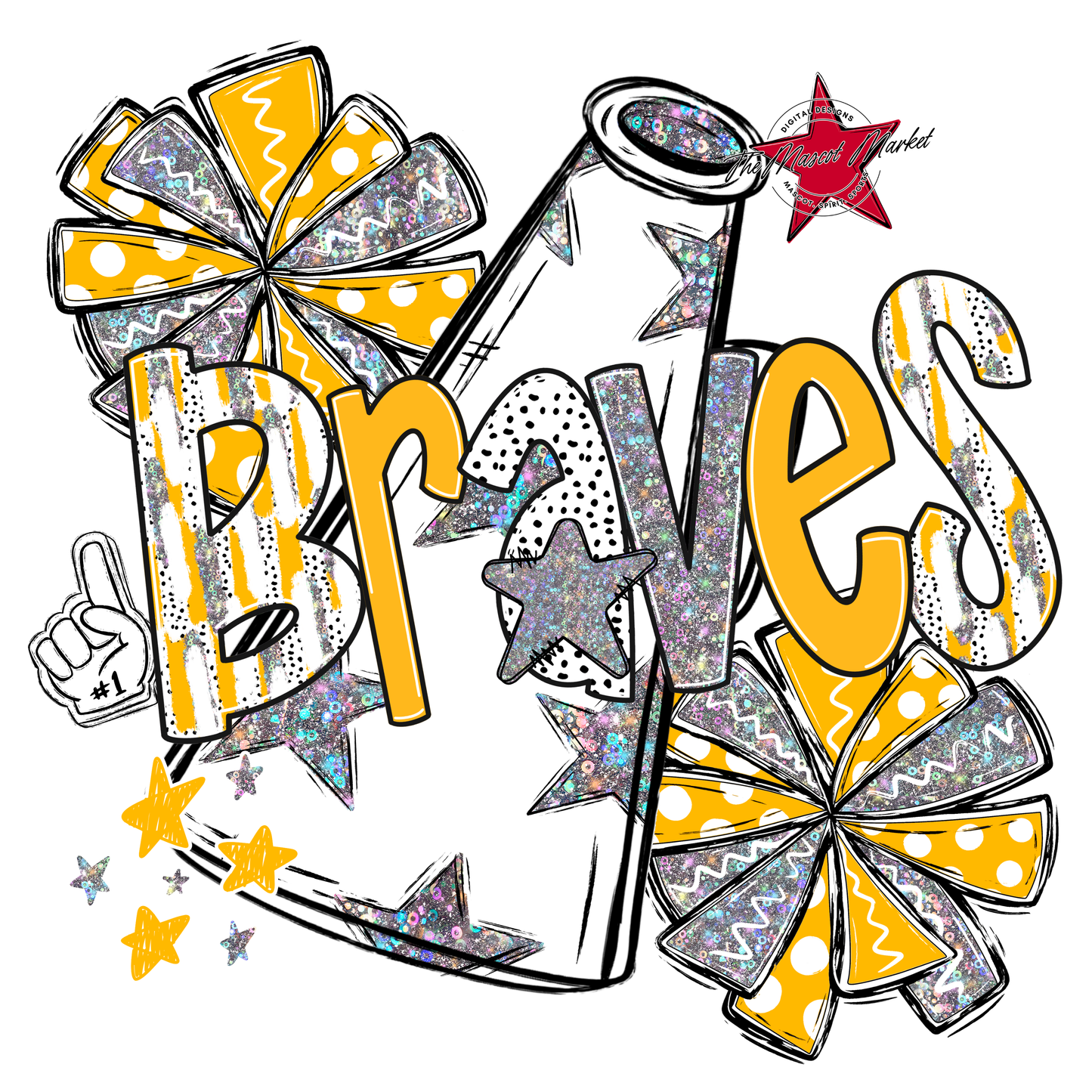 Braves Cheer Megaphone Scrape-Yellow