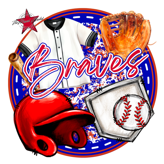 Braves Circle Baseball Design-Blue-Red