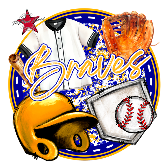 Braves Circle Baseball Design-Blue-Yellow