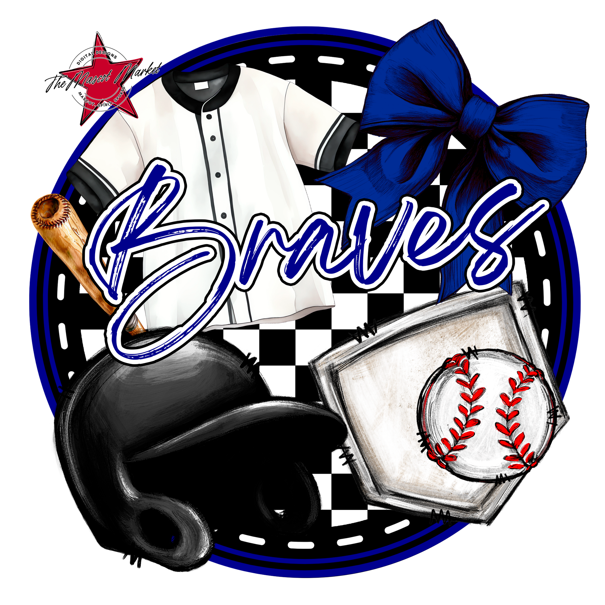 Braves Circle Baseball Design-Blue