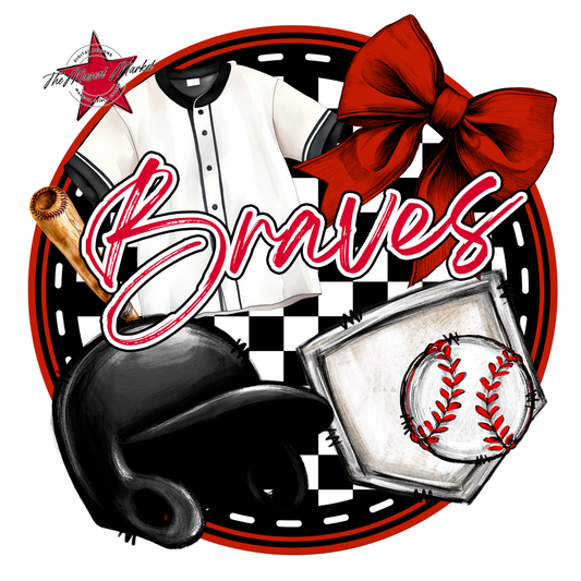 Braves Circle Baseball Design-Red