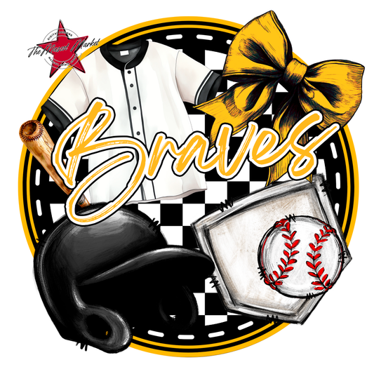 Braves Circle Baseball Design-Yellow