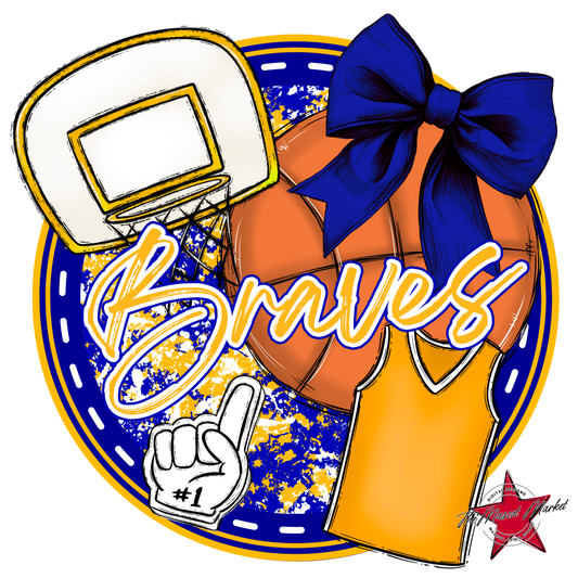 Braves Circle Basketball Design-Blue-Yellow