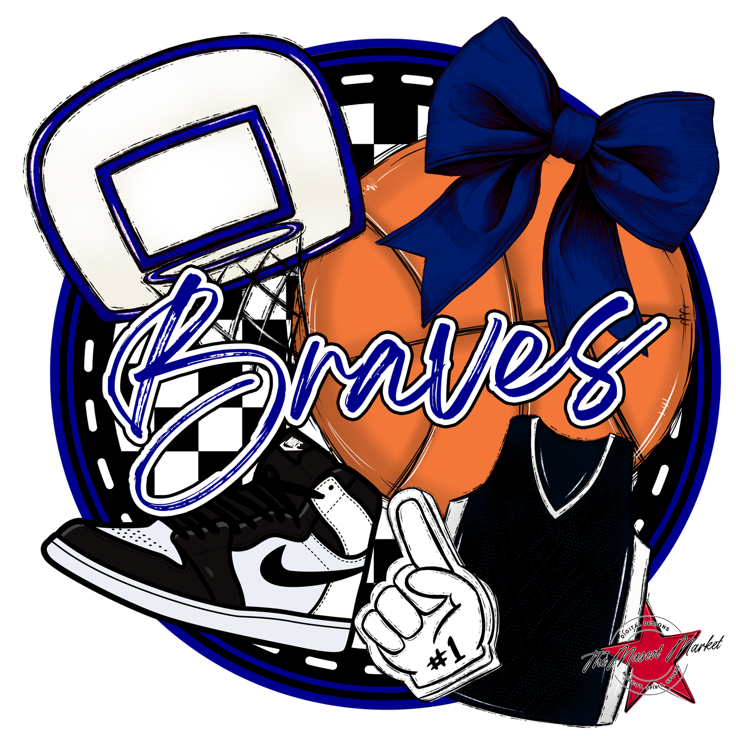 Braves Circle Basketball Design-Blue