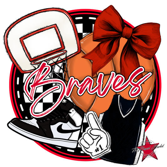 Braves Circle Basketball Design-Red