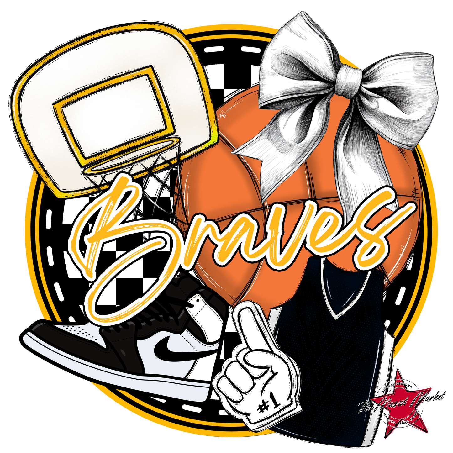 Braves Circle Basketball Design-Yellow
