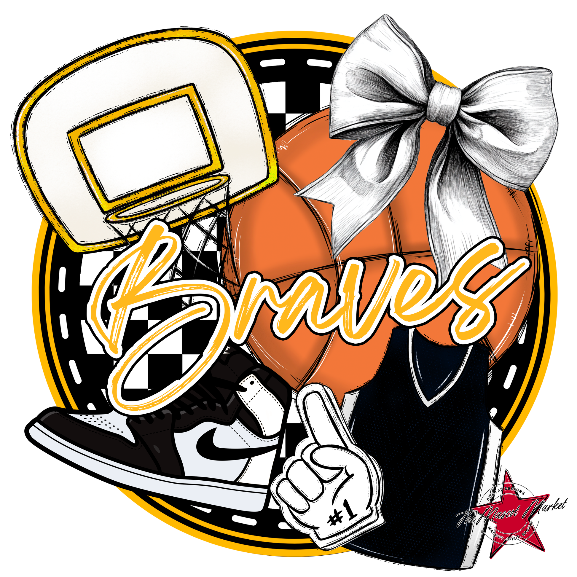 Braves Circle Basketball Design-Yellow