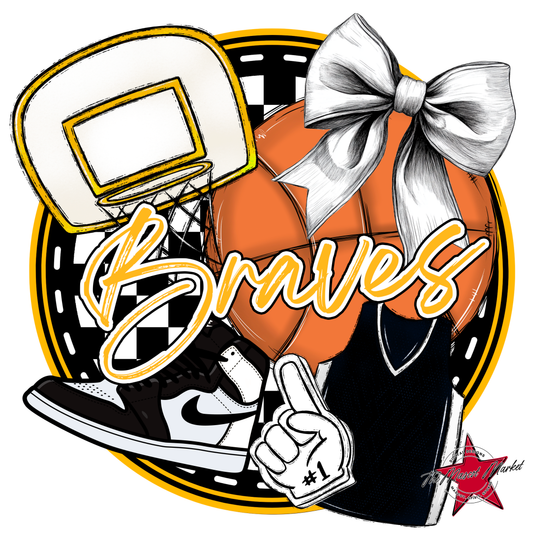 Braves Circle Basketball Design-Yellow