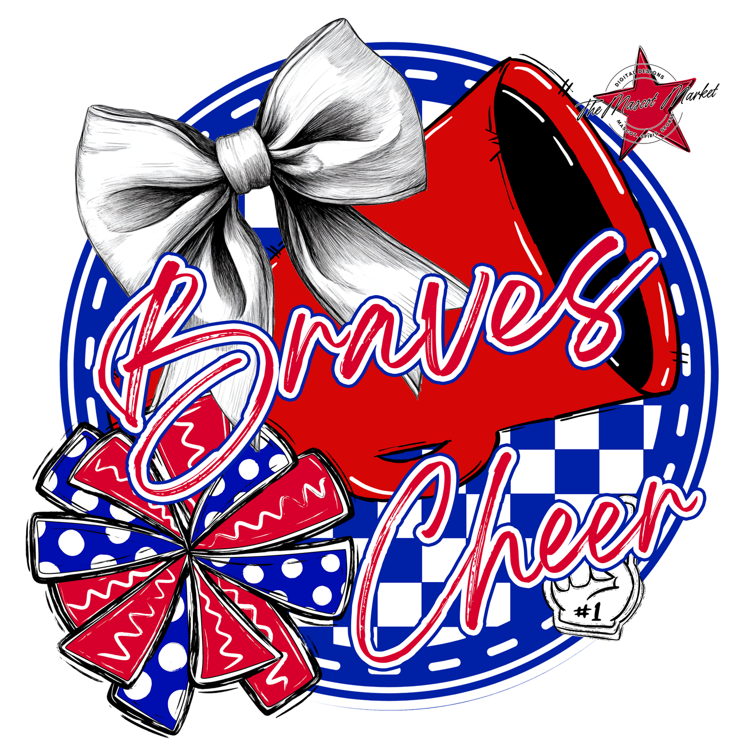 Braves Circle Cheer Design-Blue-Red