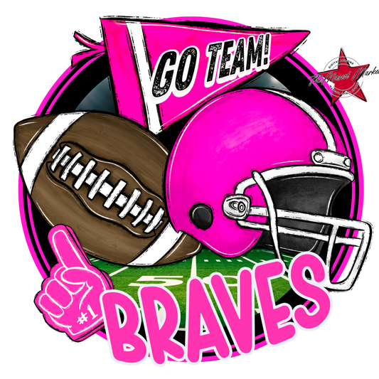Braves Circle Football Design-Pink