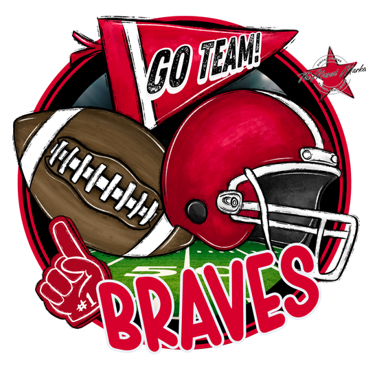 Braves Circle Football Design-Red