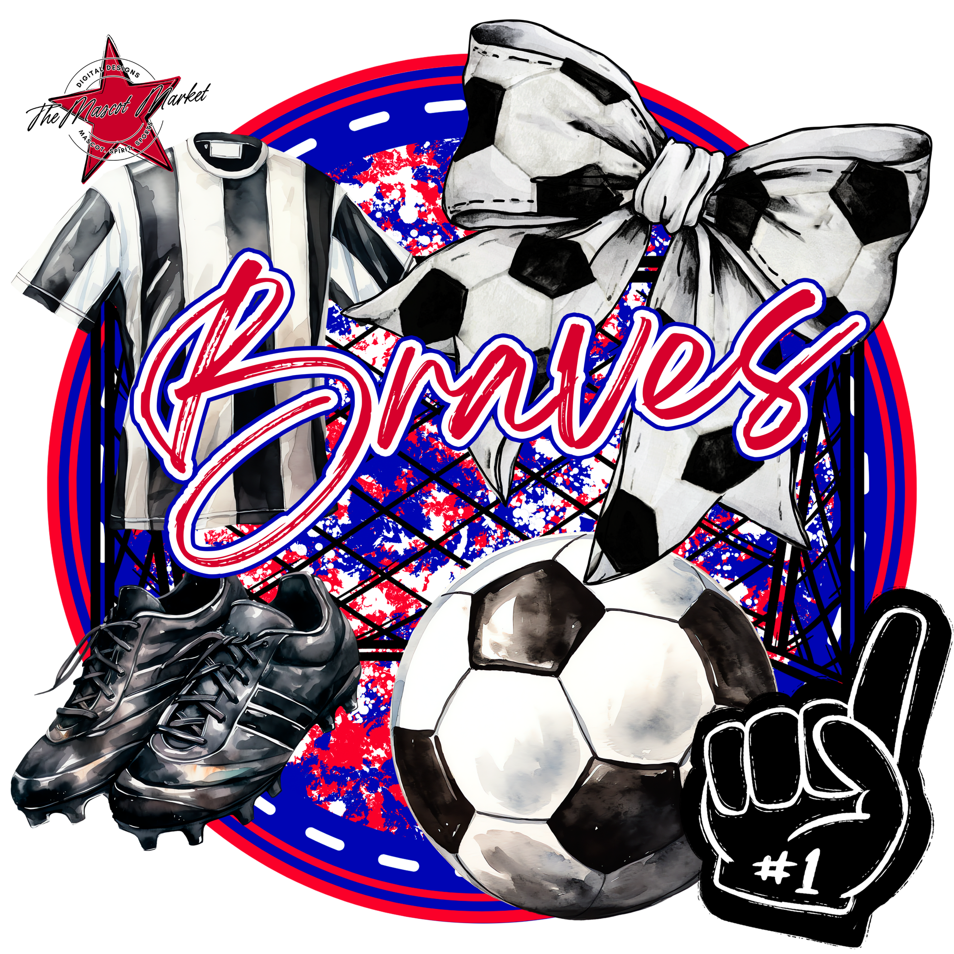 Braves Circle Soccer Design-Blue-Red
