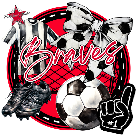 Braves Circle Soccer Design-Red