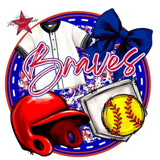 Braves Circle Softball Design-Blue-Red