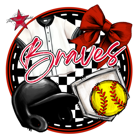 Braves Circle Softball Design-Red