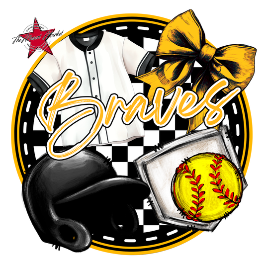 Braves Circle Softball Design-Yellow