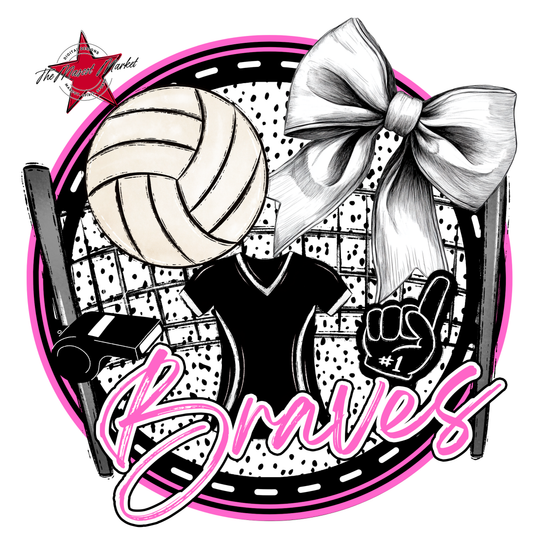 Braves Circle Volleyball Design-Baby Pink