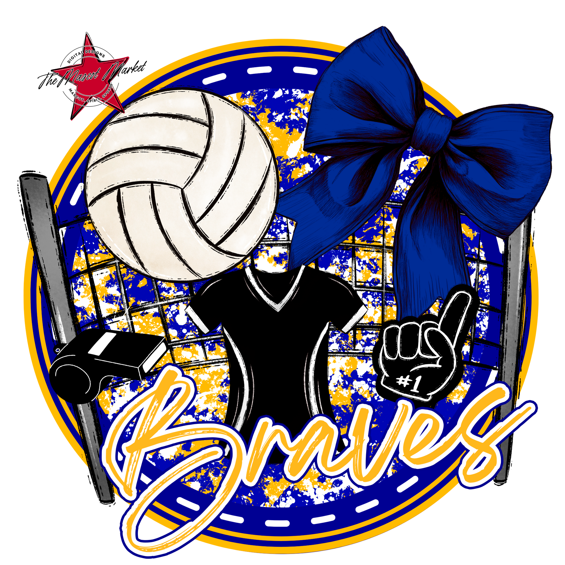 Braves Circle Volleyball Design-Blue-Yellow