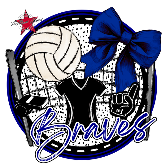 Braves Circle Volleyball Design-Blue
