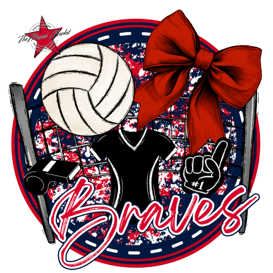 Braves Circle Volleyball Design-Navy-Red