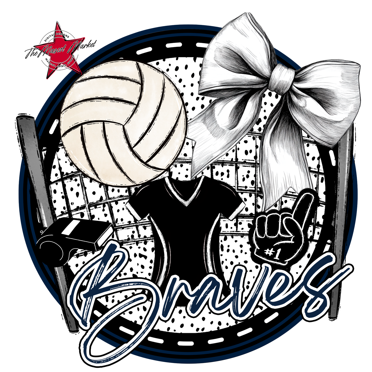 Braves Circle Volleyball Design-Navy