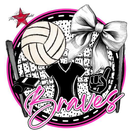 Braves Circle Volleyball Design-Pink