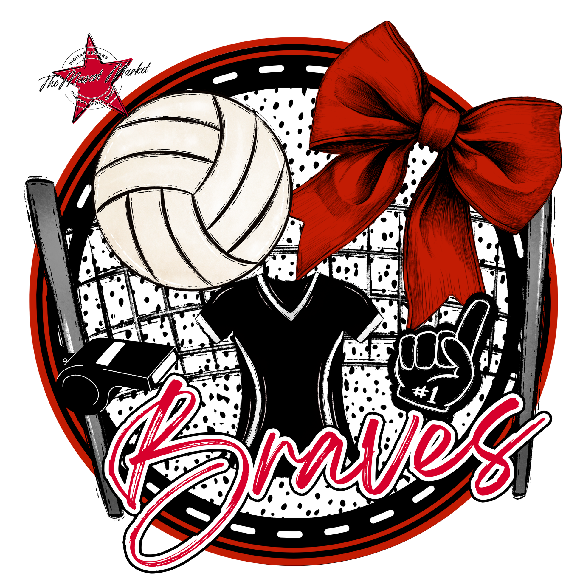 Braves Circle Volleyball Design-Red