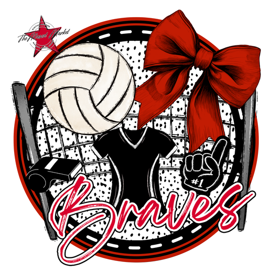 Braves Circle Volleyball Design-Red