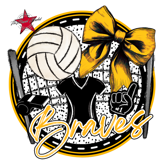 Braves Circle Volleyball Design-Yellow