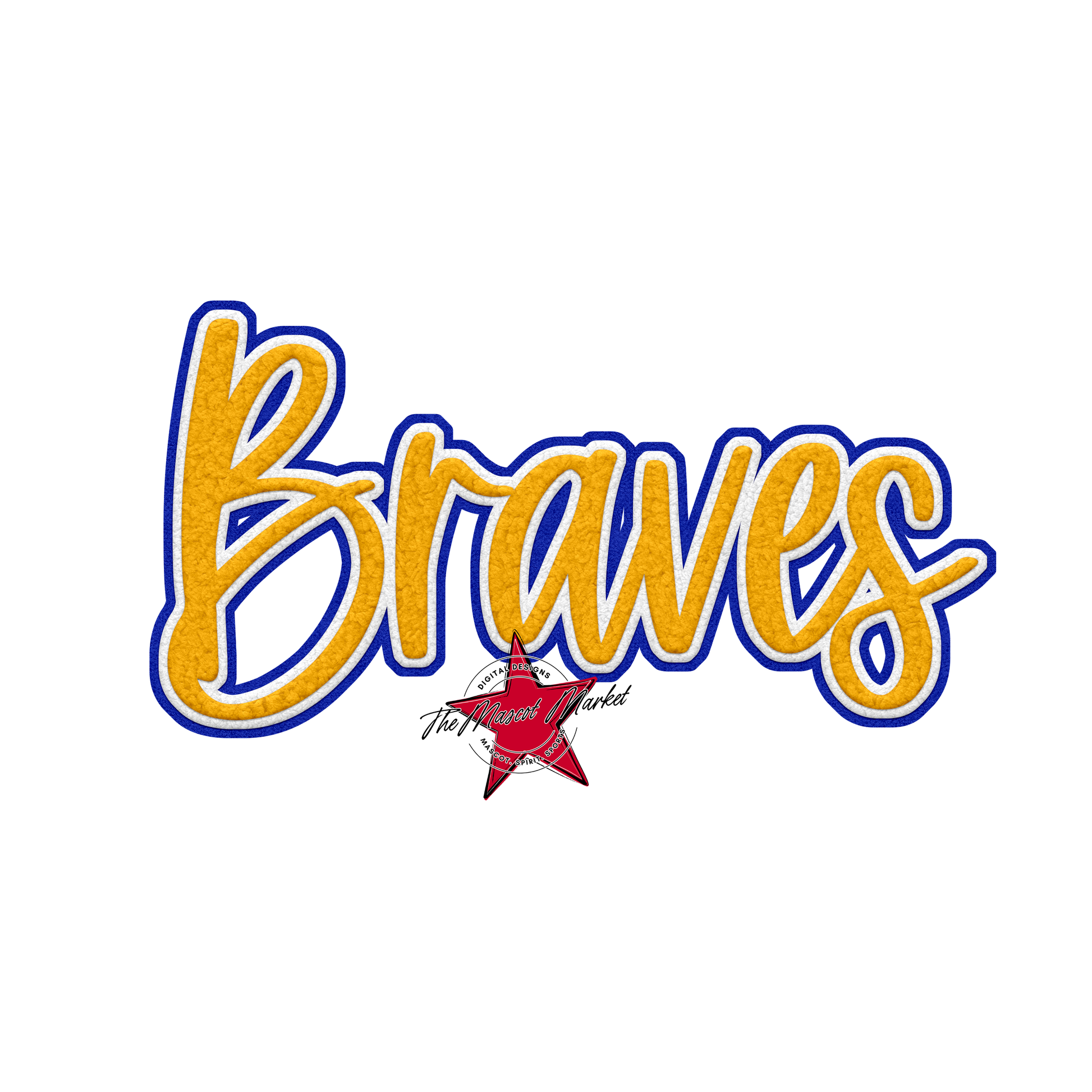 Braves Faux Chenille Patch-Blue-Yellow