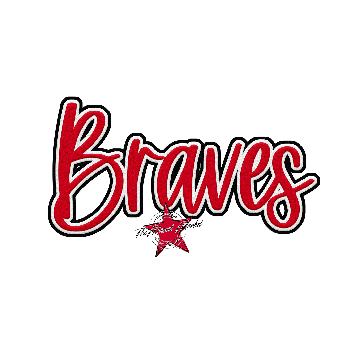 Braves Faux Chenille Patch-Red