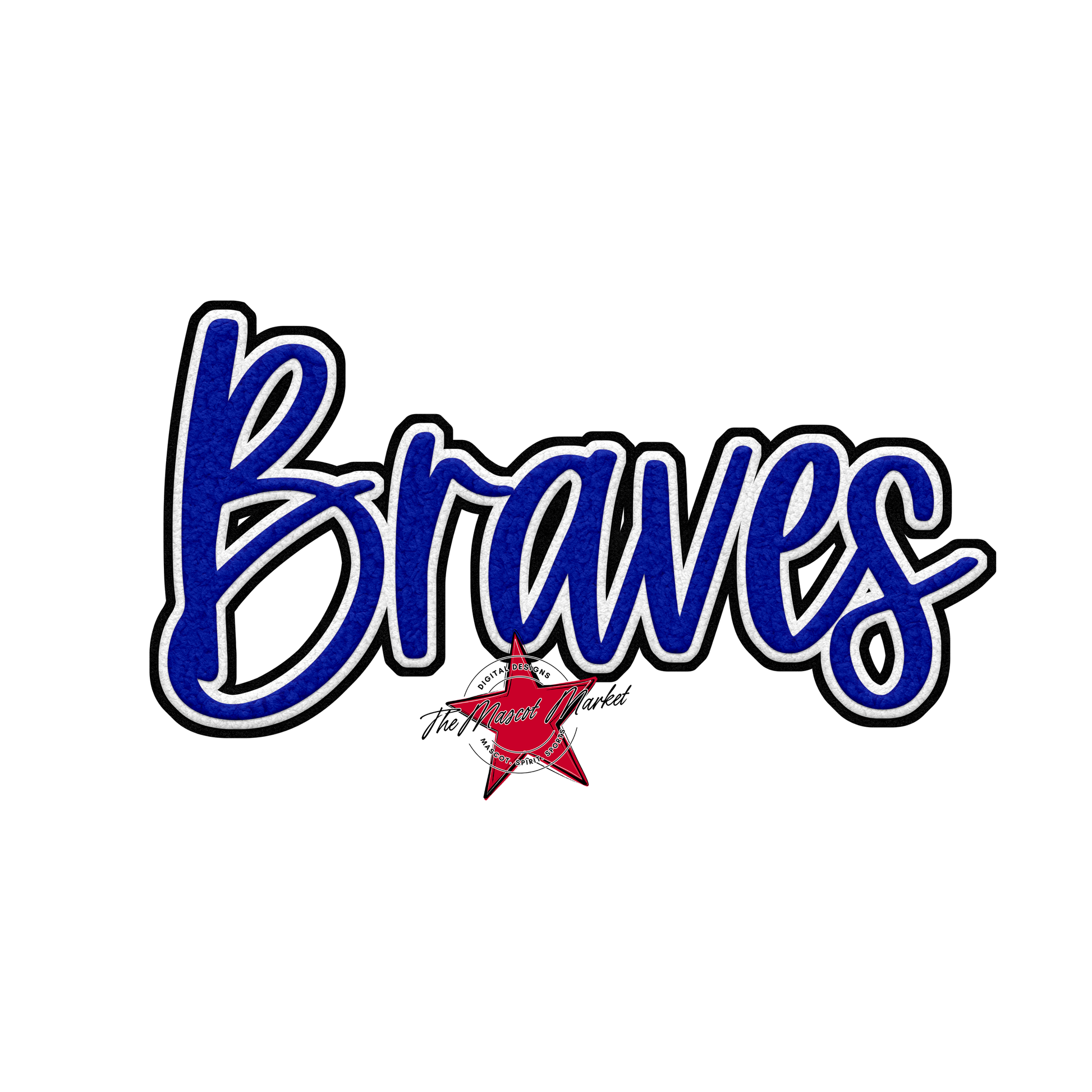 Braves Faux Chenille Patch-Royal Blue