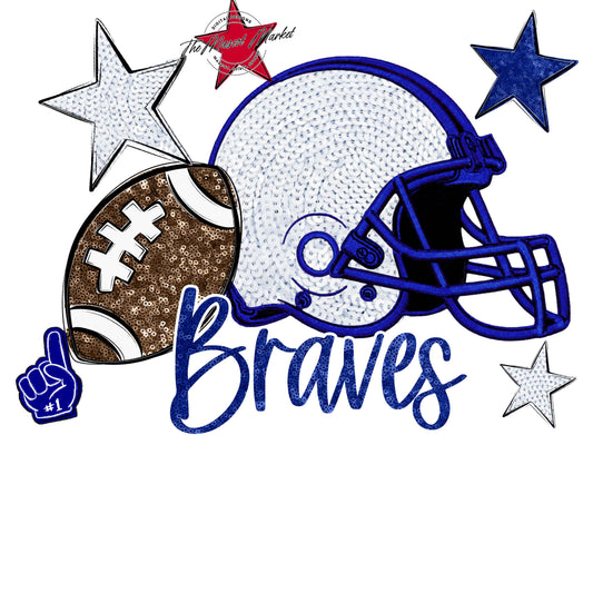 Braves Football Embroidered Sequins Design-Blue