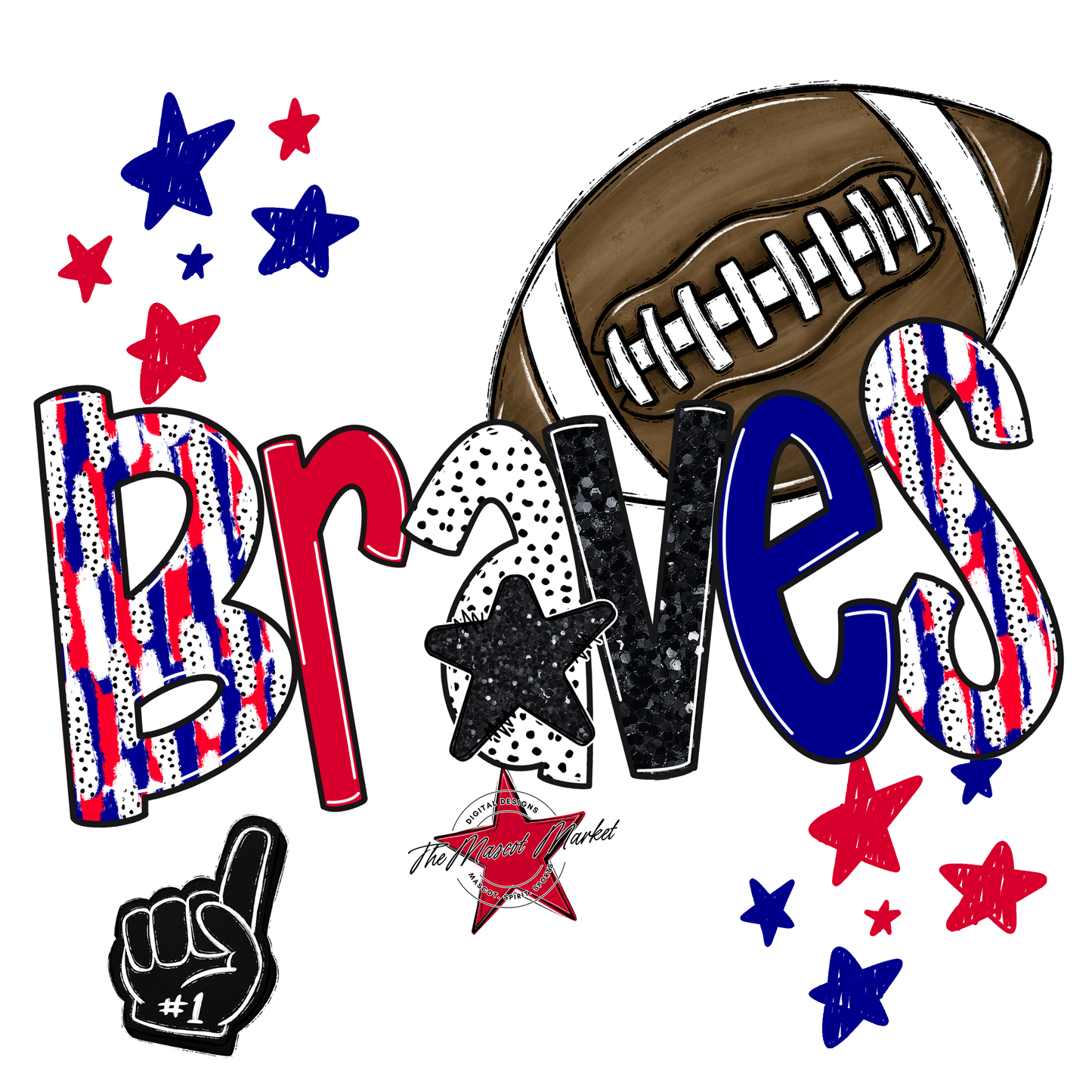 Braves Football Scrape-Blue-Red