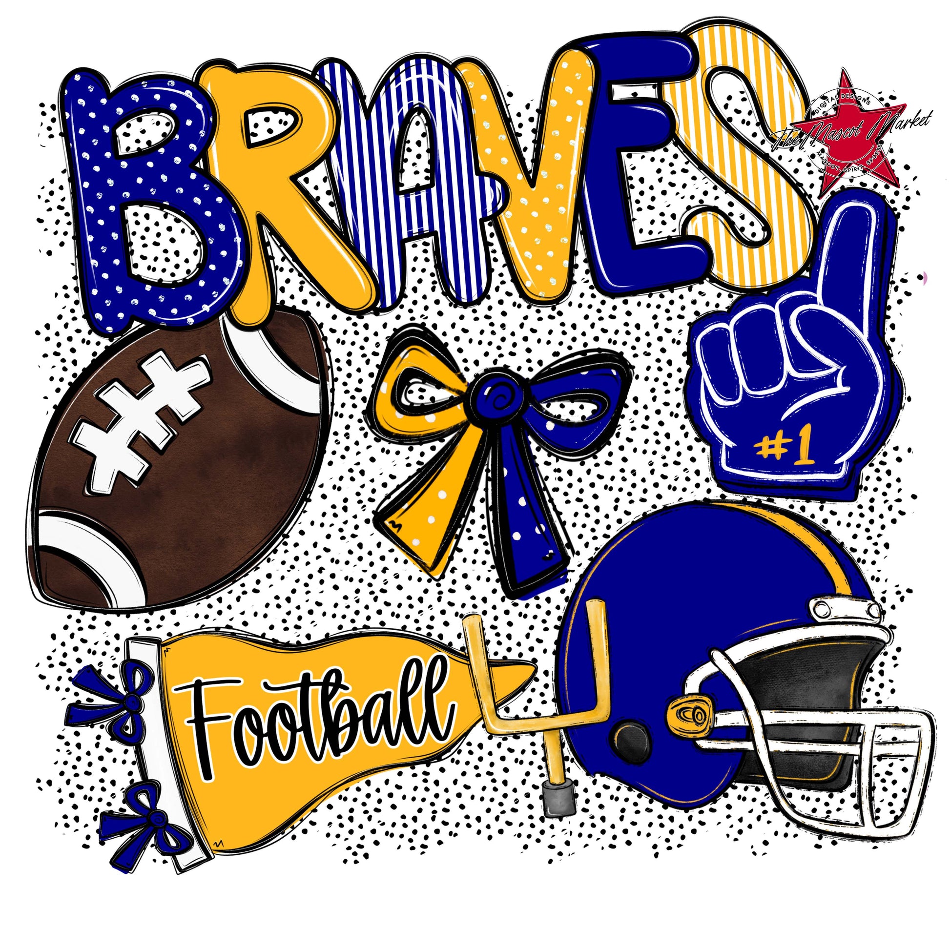 Braves Football Spirit-Blue & Yellow