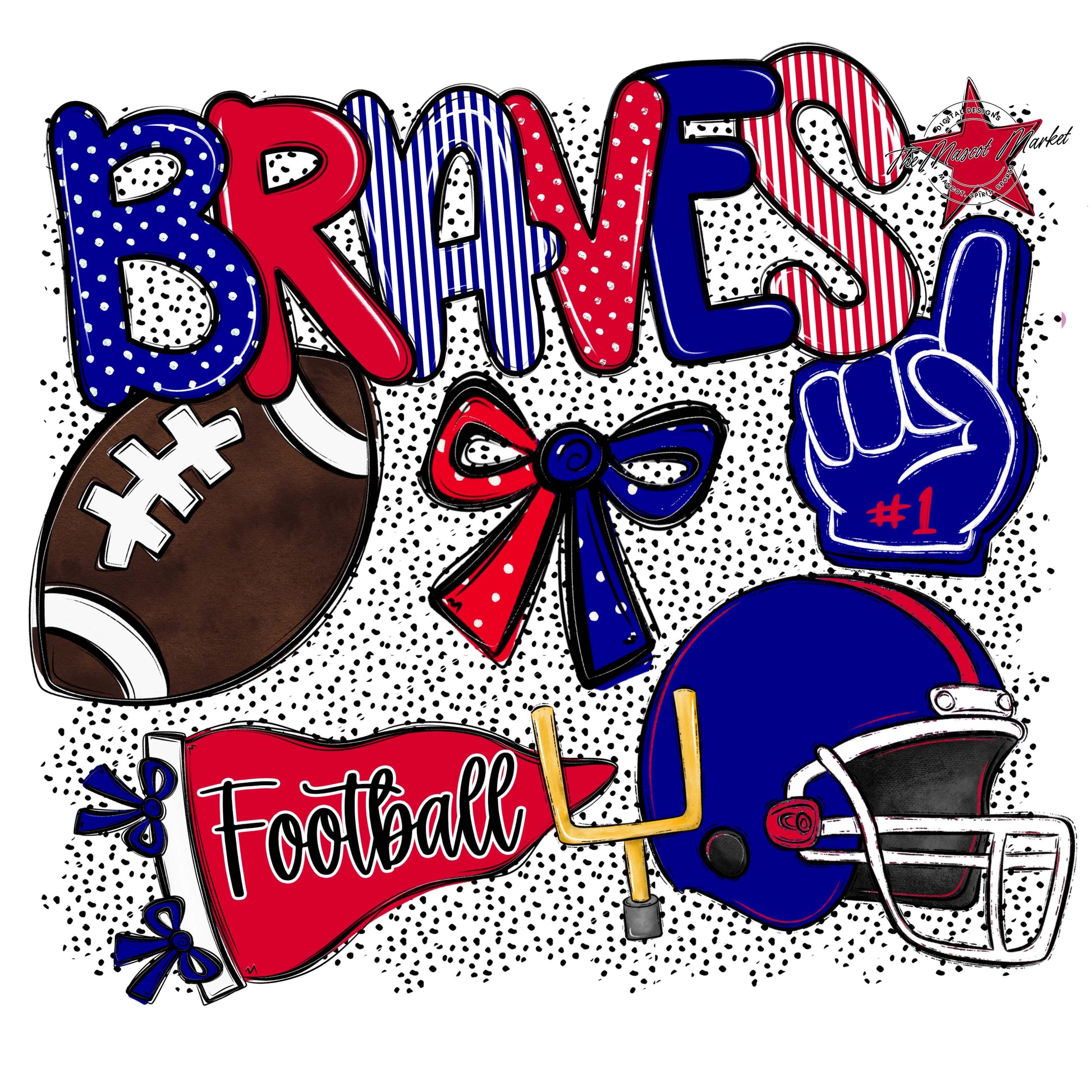 Braves Football Spirit-Blue & Red