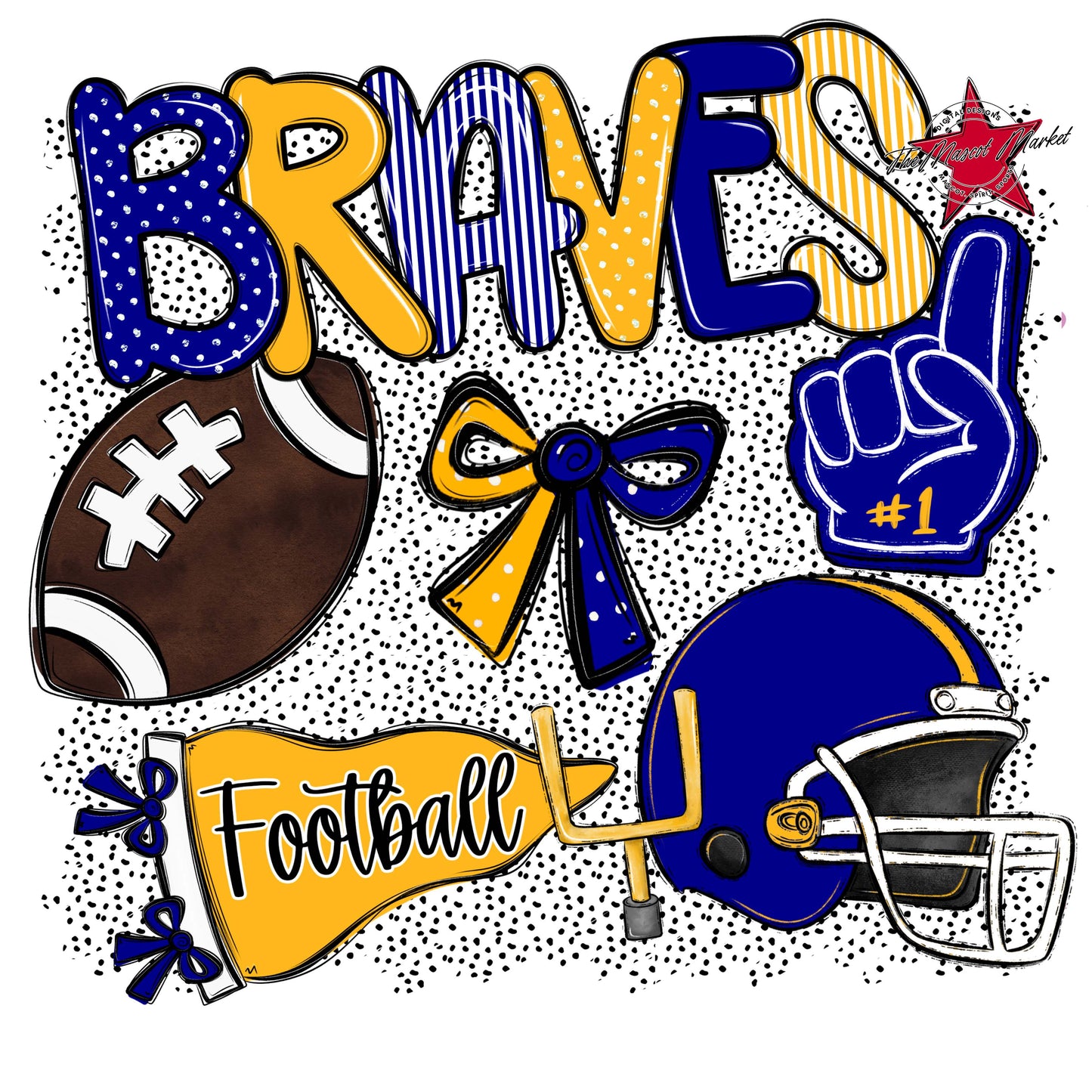Braves Football Spirit-Blue & Yellow