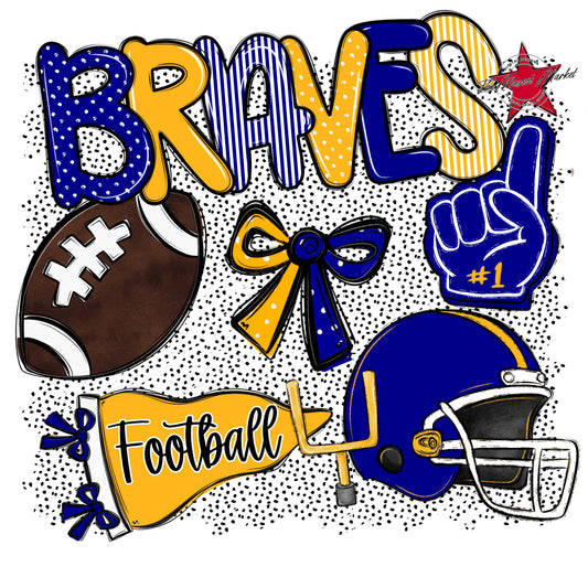 Braves Football Spirit-Blue & Yellow