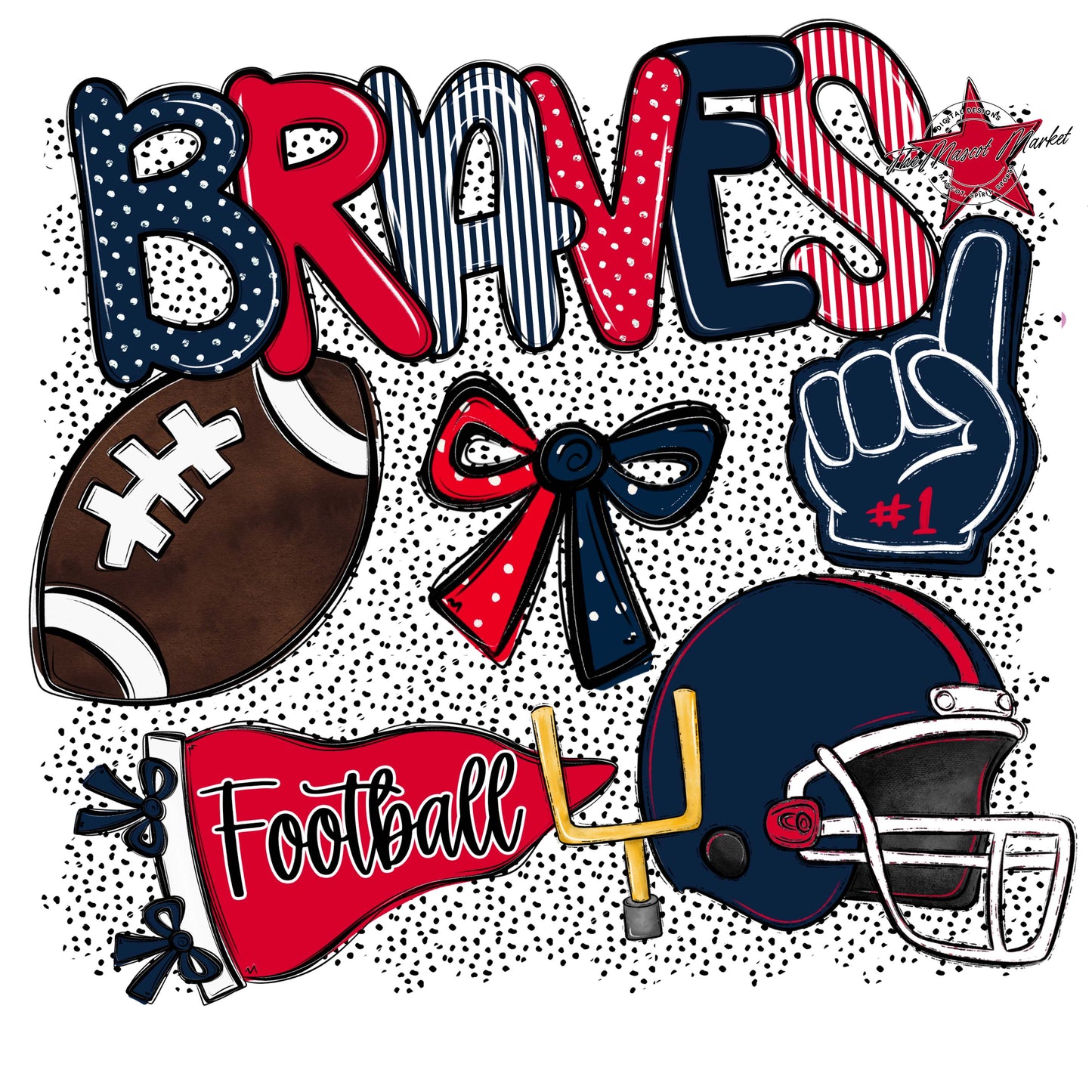 Braves Football Spirit-Navy & Red