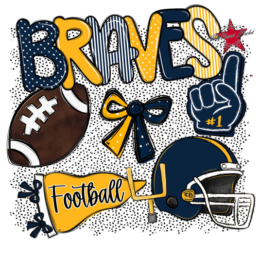 Braves Football Spirit-Navy & Yellow