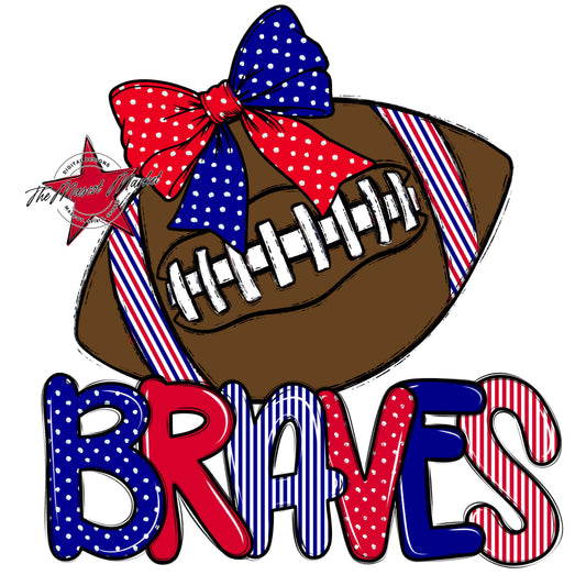 Braves Football Spirit Design-Blue & Red