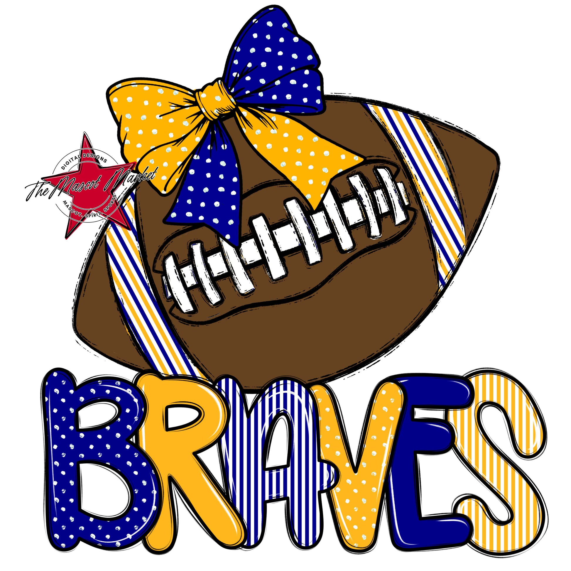 Braves Football Spirit Design-Blue & Yellow