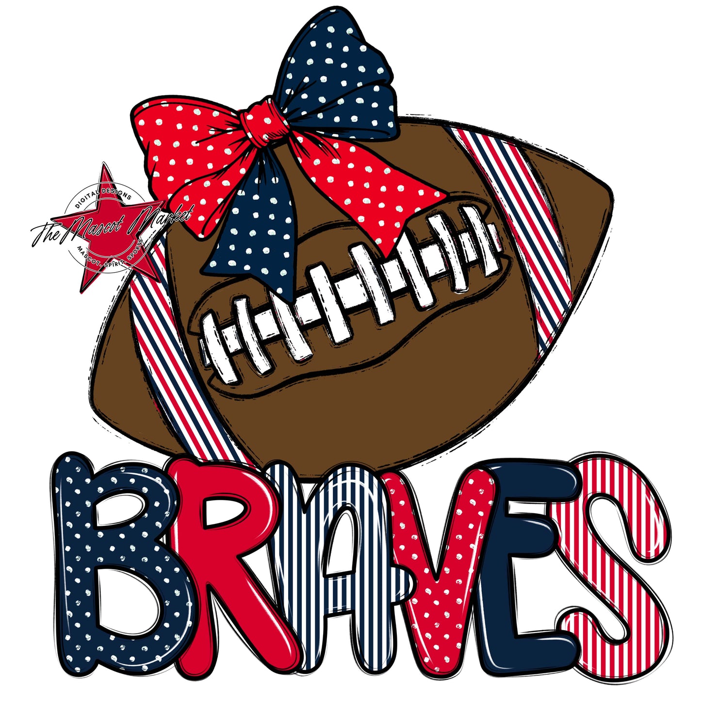Braves Football Spirit Design-Navy & Red