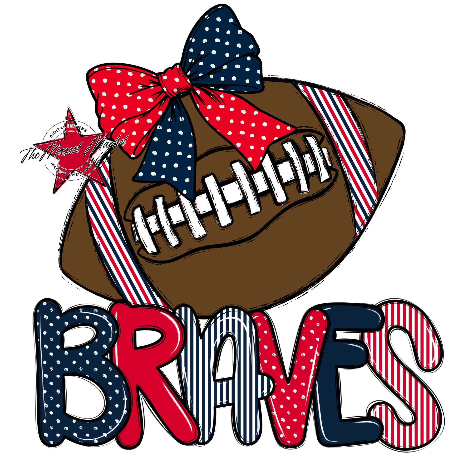 Braves Football Spirit Design-Navy & Red