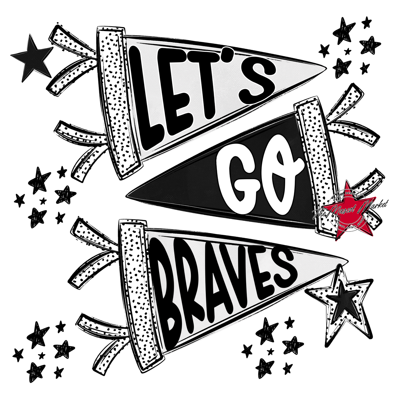 Braves Let's Go Flag Design-Black
